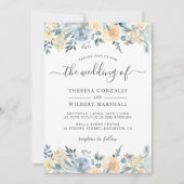 Bohemian Vanilla Blue Floral Spring Wedding Kaart (Voorkant)