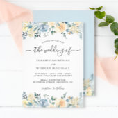 Bohemian Vanilla Blue Floral Spring Wedding Kaart