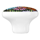 Bohemian Vibrant Daisies - Glas in lood Look Keramische Knop (Zijkant)