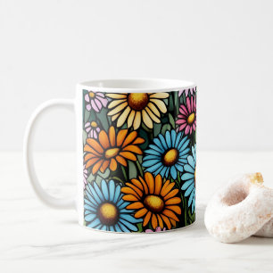 Bohemian Vibrant Daisies - Glas in lood Look Koffiemok