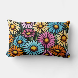 Bohemian Vibrant Daisies - Glas in lood Look Kussen