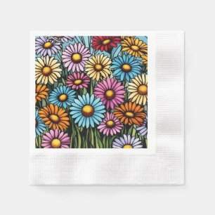 Bohemian Vibrant Daisies - Glas in lood Look Servet
