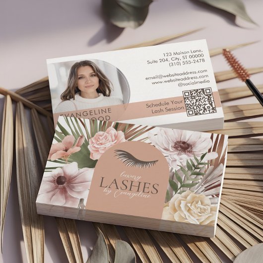 Bohemian Watercolor Boho Floral Eyelash Extensions Visitekaartje