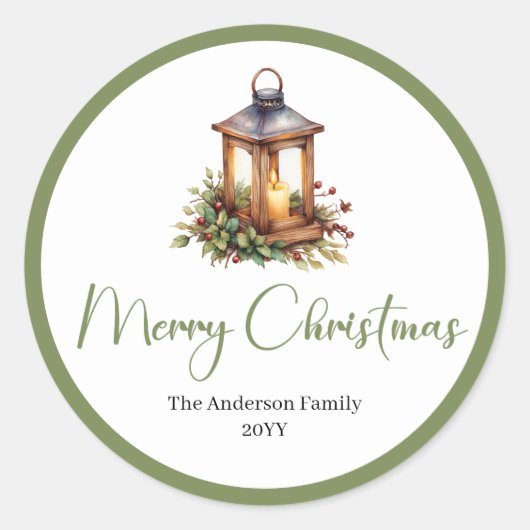 Bohemian Watercolor Christmas Lantern Sticker (Voorkant)