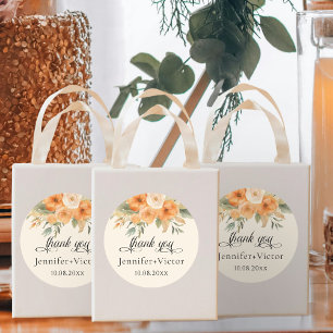 Bohemian Waterverf Bloemen Bruiloft Dank u Ronde Sticker