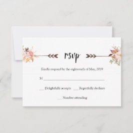 Bohemian Waterverf Flowers Elegant Boho Floral RSVP Kaartje