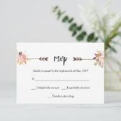 Bohemian Waterverf Flowers Elegant Boho Floral RSVP Kaartje (Staand voorkant)