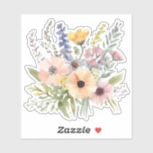 Bohemian Waterverf Wildflower Boeket Waterdicht Sticker (Vel)