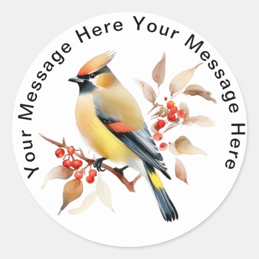 Bohemian Waxwing Ronde Sticker (Voorkant)