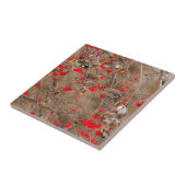 Bohemian Waxwings Feeding On Mountain Ash Tegeltje (Zijkant)