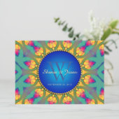 Bohemian Weddin Sunflower Monogram 5x7 Uitnodiging (Staand voorkant)
