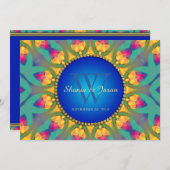 Bohemian Weddin Sunflower Monogram 5x7 Uitnodiging (Voorkant / Achterkant)