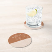 Bohemian Wedding Dinner Menu Terracotta Ronde Kartonnen Onderzetter (Insitu)