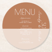 Bohemian Wedding Dinner Menu Terracotta Ronde Kartonnen Onderzetter (Voorkant)