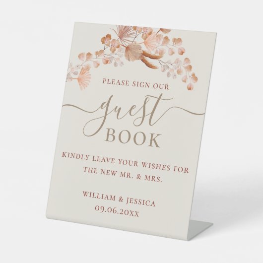 Bohemian Wedding Guest Book Reclamebord Met Voetstuk (Voorkant)