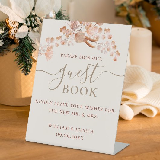 Bohemian Wedding Guest Book Reclamebord Met Voetstuk