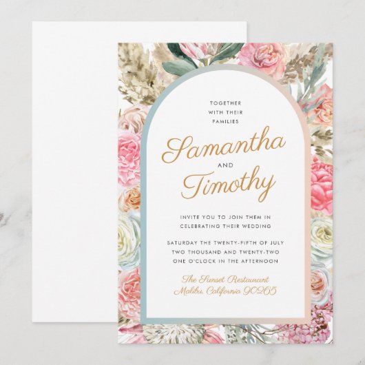 Bohemian Wedding Invitation Save The Date (Voorkant / Achterkant)