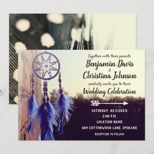 Bohemian Wedding Invitations Kaart (Voorkant / Achterkant)