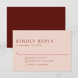 Bohemian Wedding Kindly Reply Elegant Burnt Oranje RSVP Kaartje