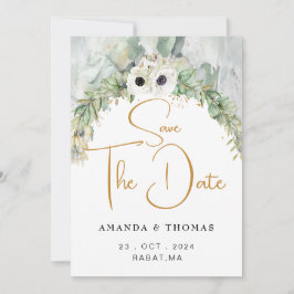 Bohemian weelderige groen boog zomer tuin goud save the date