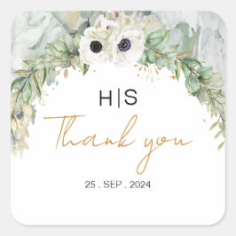 Bohemian weelderige groen boog zomer tuin goud vierkante sticker