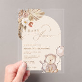 Bohemian Whimsical Script Beer Pampas Baby shower Acryl Uitnodigingen (Insitu (Draagbaar))