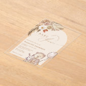 Bohemian Whimsical Script Beer Pampas Baby shower Acryl Uitnodigingen (Laagn)