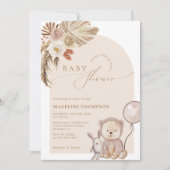 Bohemian Whimsical Script Beer Pampas Baby shower Kaart (Voorkant)