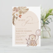 Bohemian Whimsical Script Beer Pampas Baby shower Kaart (Staand voorkant)