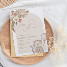 Bohemian Whimsical Script Beer Pampas Baby shower