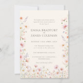 Bohemian Whimsical  Wildflowers Formal Wedding Kaart (Voorkant)
