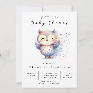 Bohemian Whimsy Owl-Baby shower Kaart
