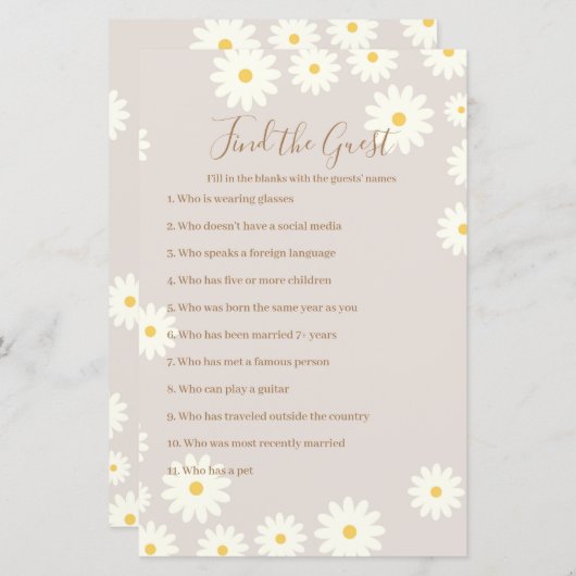 Bohemian White Daisy Floral vind de gast (Voorkant / Achterkant)