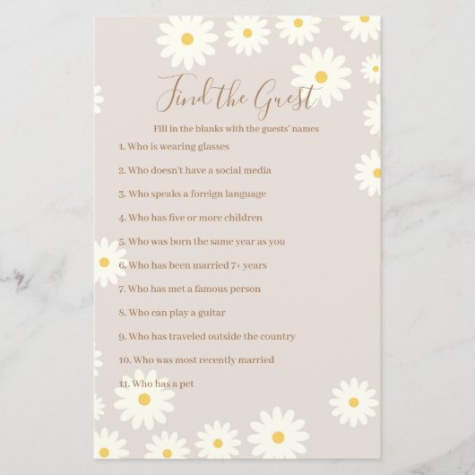 Bohemian White Daisy Floral vind de gast (Voorkant)