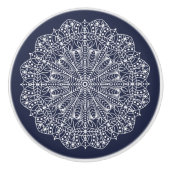 Bohemian White Floral Mandala Keramische Knop (Voorkant)