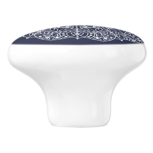 Bohemian White Floral Mandala Keramische Knop (Zijkant)