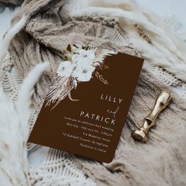 Bohemian White Floral Modern Wedding Kaart