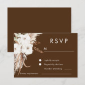 Bohemian White Floral Modern Wedding RSVP Kaartje (Voorkant / Achterkant)