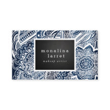 Bohemian White Hand Drawn Doodle Navy Blue