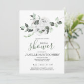 Bohemian White Rose Bridal Shower Invitation Kaart (Staand voorkant)