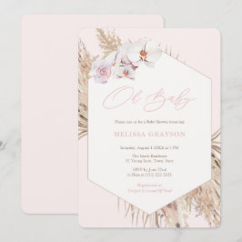 Bohemian Wild Child Pampas Grass Girl Baby shower Kaart