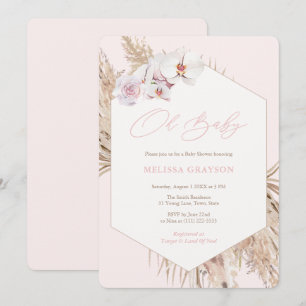 Bohemian Wild Child Pampas Grass Girl Baby shower Kaart
