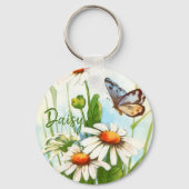  Bohemian Wild Flowers Boho Monogram Sleutelhanger (Voorkant)