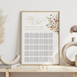 Bohemian Wildflower Achtertuin Bruiloft Zitkaarten Poster