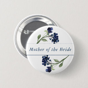 Bohemian Wildflower   Blauwe Floral Wedding Party Ronde Button 5,7 Cm