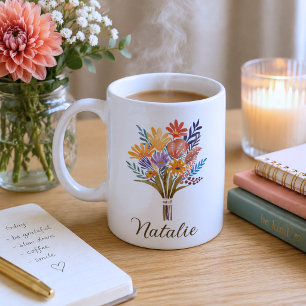 Bohemian Wildflower Boeket Monogram Koffiemok