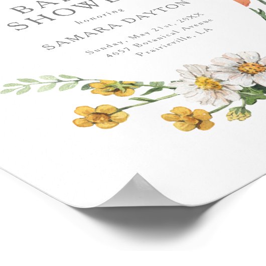 Bohemian Wildflower Butterfly Baby shower Welkom Poster (Hoek)
