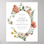 Bohemian Wildflower Butterfly Baby shower Welkom Poster (Voorkant)