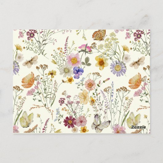 Bohemian Wildflower Floral Bewaar de datum Briefkaart (Achterkant)
