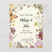 Bohemian Wildflower Floral Bewaar de datum Briefkaart (Voorkant)